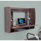 Basicwise Wall Mount Laptop Office Desk with Shelves, Brown QI003557.BR - alternate 2